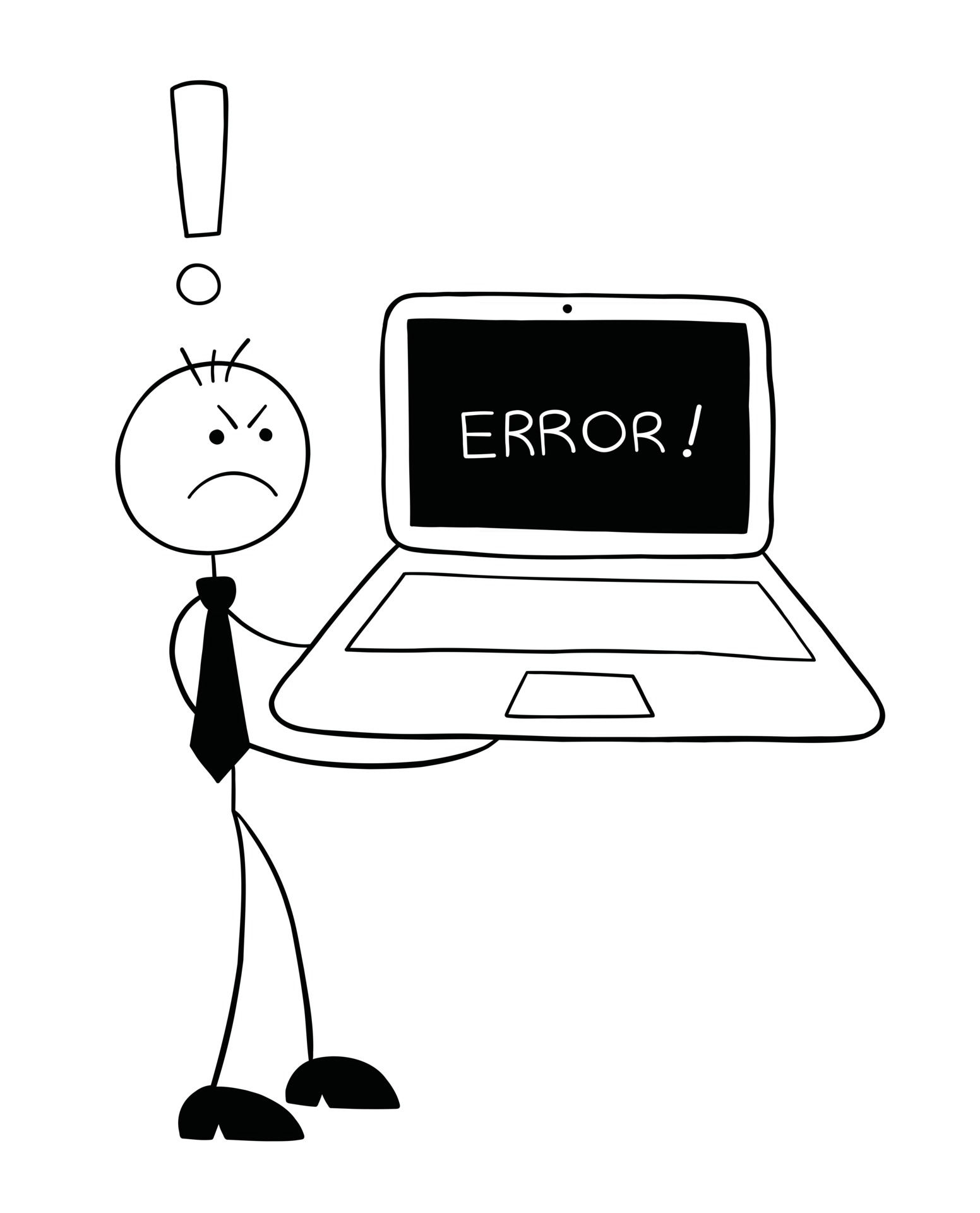 An image of a stick figure developer holding a laptop